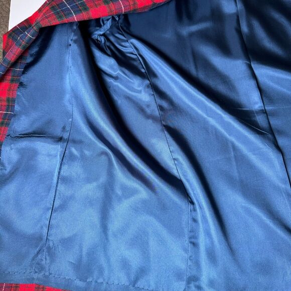 Vintage Pendleton Wool Blazer Womens 16 Red Tartan Plaid USA Made Preppy Holiday - Picture 15 of 16